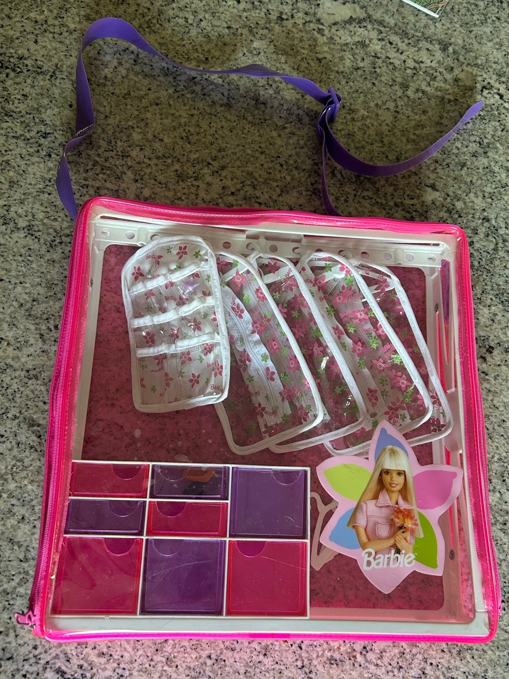 Vintage 90’s Barbie Pink Clear Travel Closet Bag/ Accessory Organizer